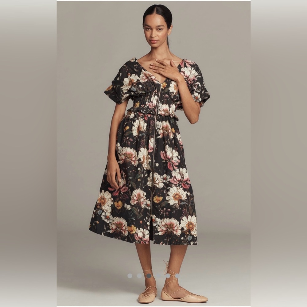 Anthropology Floral Black Dress. XS  label but fits like M.